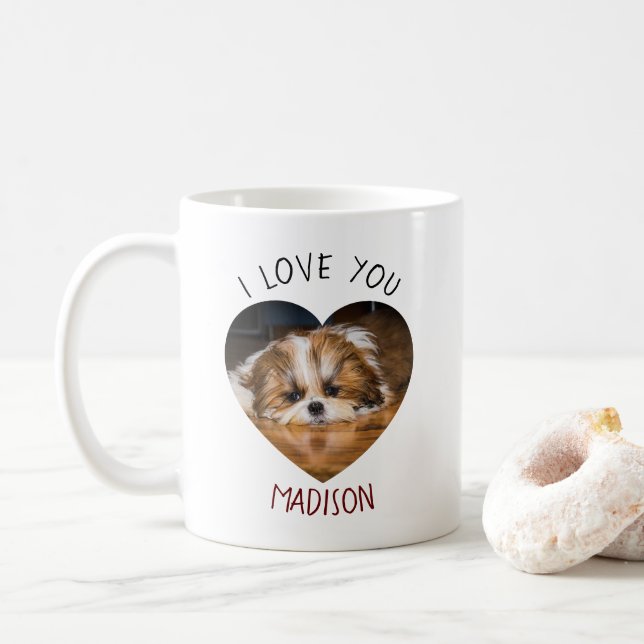 Cute shih tzu kärlek Valentine hjärtfoto Kaffemugg (Med munk)