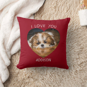 Cute shih tzu kärlek Valentine hjärtfoto Kudde
