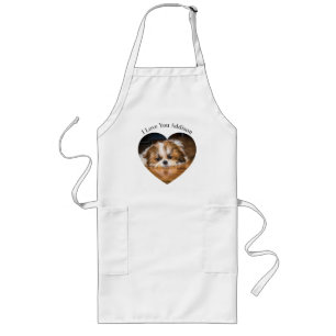 Cute shih tzu kärlek Valentine hjärtfoto Långt Förkläde
