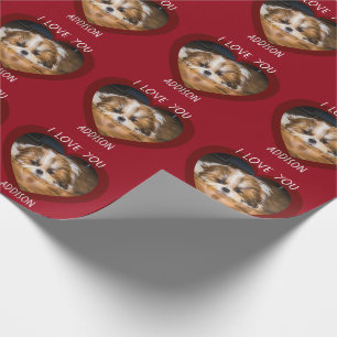 Cute shih tzu kärlek Valentine hjärtfoto mönster Presentpapper