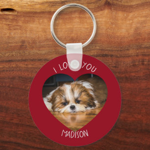Cute shih tzu kärlek Valentine hjärtfoto Nyckelring