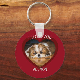 Cute shih tzu kärlek Valentine hjärtfoto Nyckelring