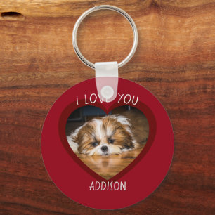 Cute shih tzu kärlek Valentine hjärtfoto Nyckelring