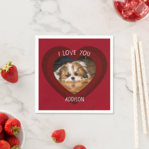 Cute shih tzu kärlek Valentine hjärtfoto Pappersservett