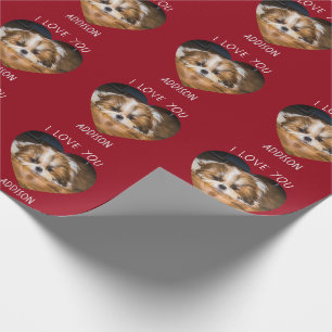Cute shih tzu kärlek Valentine hjärtfoto Presentpapper