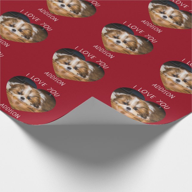 Cute shih tzu kärlek Valentine hjärtfoto Presentpapper (Hörn)