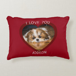 Cute shih tzu kärlek Valentine hjärtfoto Prydnadskudde