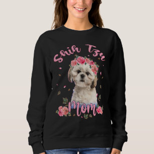 Cute Shih Tzu Mamma Flower Hund Women T Shirt