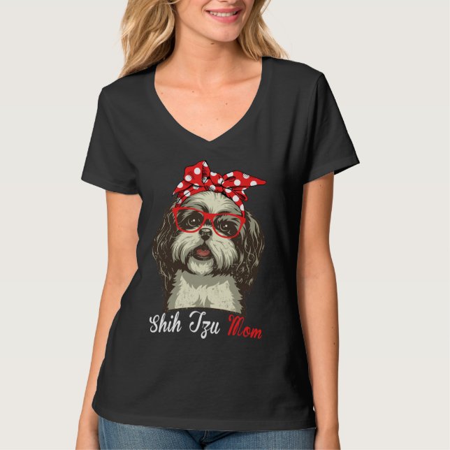 Cute Shih Tzu Mamma för Women Manar Shih Tzu Hund  T Shirt (Framsida)