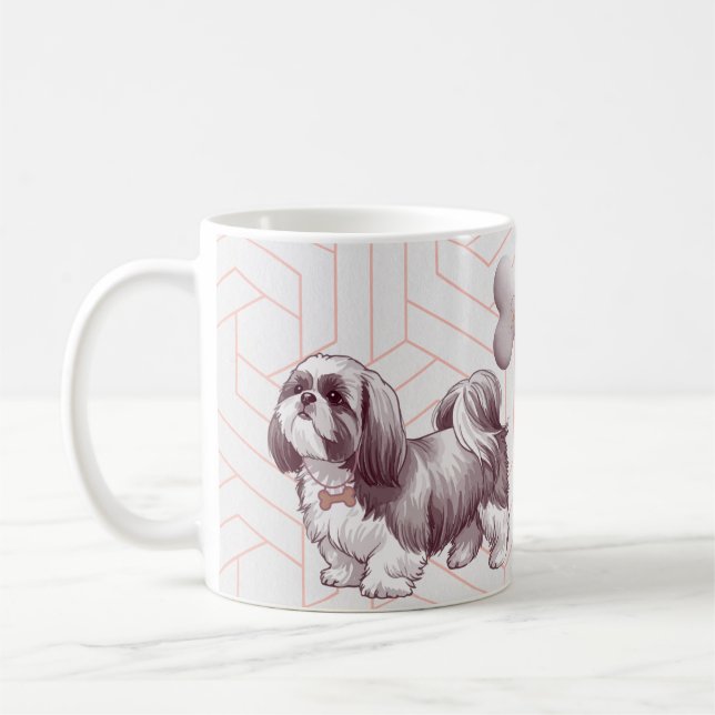 Cute Shih Tzu Mom Coffee Cup Kaffemugg (Vänster)