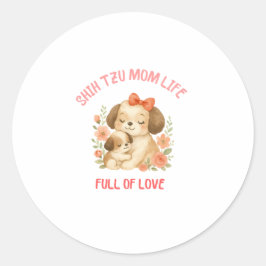 Cute Shih Tzu Mom Mother's Day  Runt Klistermärke
