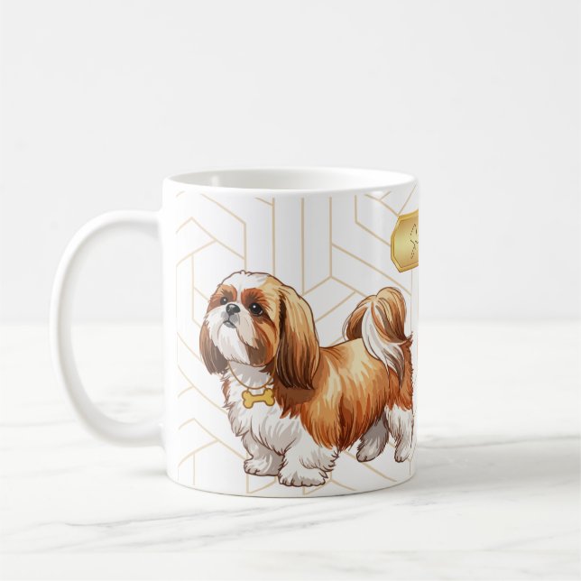 Cute Shih Tzu Pattern Mug for Dog Lovers Kaffemugg (Vänster)