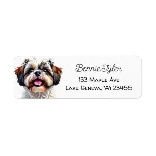 Cute Shih Tzu Puppy Hund Personlig Returadress Etikett