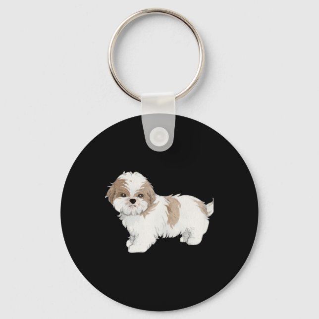 Cute Shih Tzu Puppy Nyckelring (Framsida)
