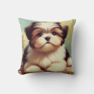 Cute Shih-Tzu Puppy Painting Kudde
