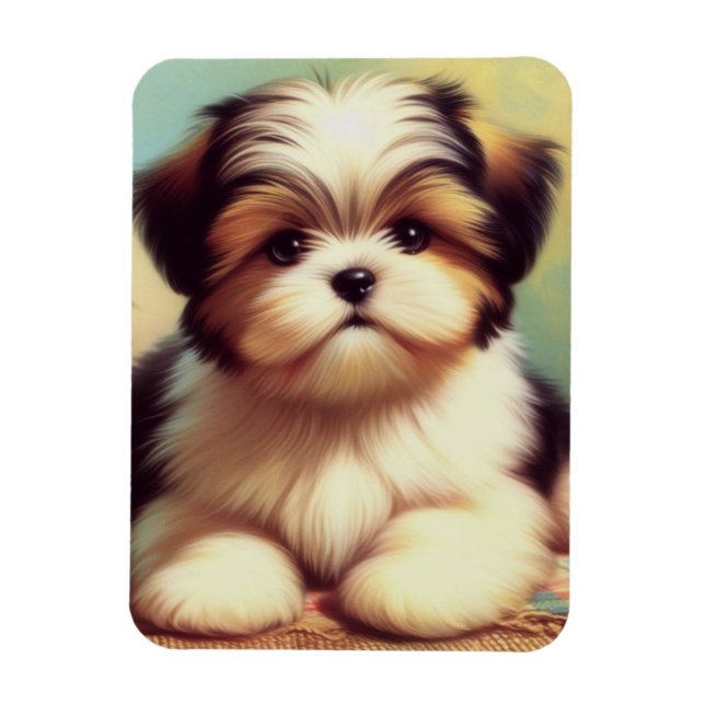 Cute Shih-Tzu Puppy Painting Magnet (Vertikal)