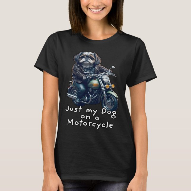 Cute Shih Tzu ride on a motorcycle  Christmas  1 T Shirt (Framsida)