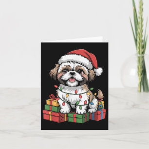 Cute Shih Tzu Santa Hat jul Hundälskare Julafton Kort