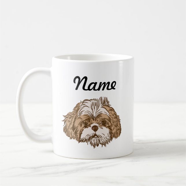 Cute Shihtzu Puppy Hund Anpassningsbar Kaffemugg (Vänster)