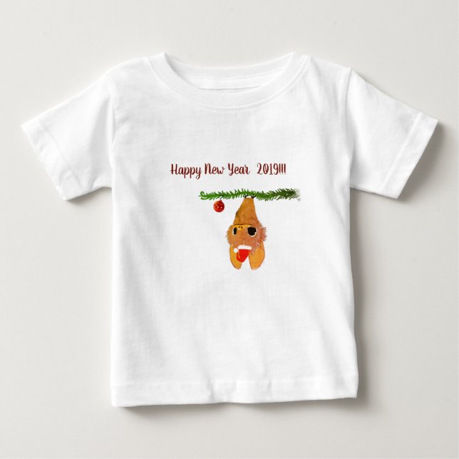Cute Shirt i gott nytt år Baby Fladdermus T Shirt (Framsida)