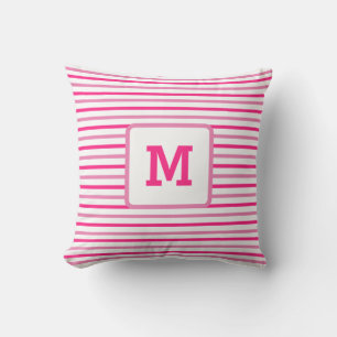 Cute Shock rosa Anpassningsbar Single Initial Whit Kudde