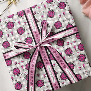 Cute Shock rosa & Black Ladybug Teckning Mönster K Presentpapper