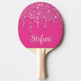 Cute Shock rosa Drives Glitter Monogram Pingisracket