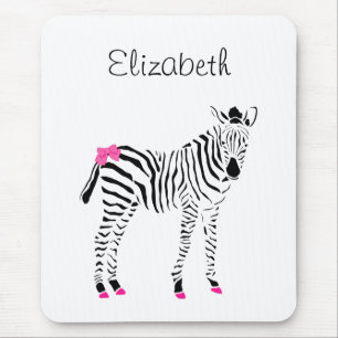 Cute Shock rosa och Black Girly Zebra med Namn Musmatta