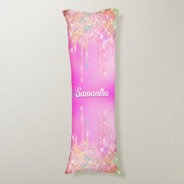 Cute shock rosa Rainbow Glitter Drives monogram Kroppskudde