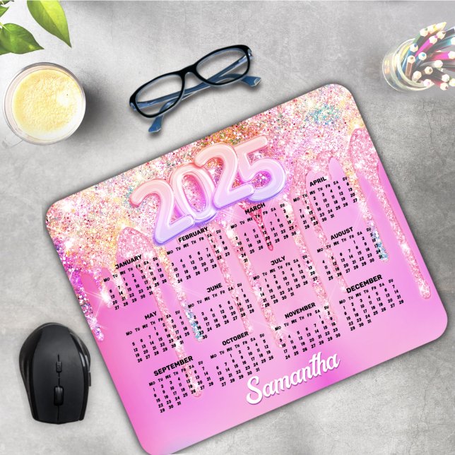 Cute shock rosa Rainbow Glitter Drives monogram Musmatta (Skapare uppladdad)