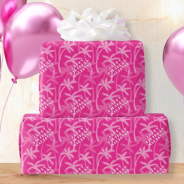 Cute Shock rosa Tropical Handflatan Personlig Presentpapper (Skapare uppladdad)