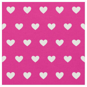 Cute Shock rosa White Hearts Dot Mönster Tyg