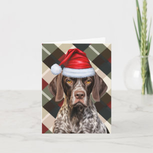 Cute Shorthair Pointer Santa Hund Red Grönt Play Helgkort