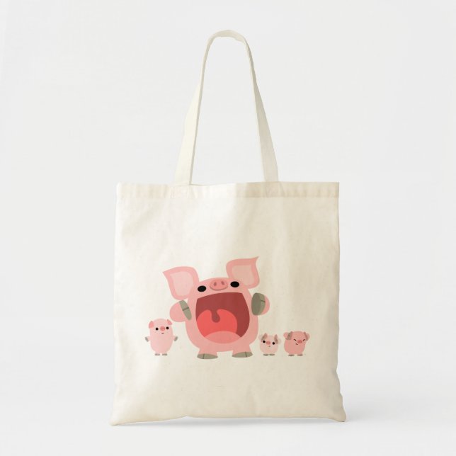 Cute Shouting Tecknad Grisar Bag Tygkasse (Framsidan)