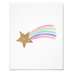 Cute Showds Star Guld Glitter Rainbow Baby Kids Fototryck