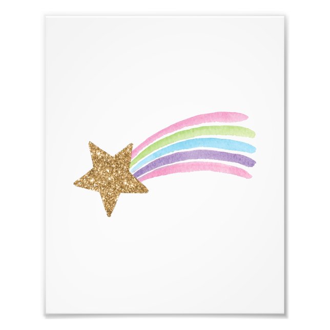 Cute Showds Star Guld Glitter Rainbow Baby Kids Fototryck (Framsidan)