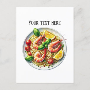 Cute shrimma pasta lägger till text vykort