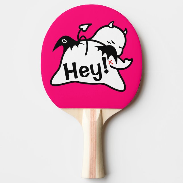Cute Shy Djävulen i KÄRLEK Pingisracket (Framsidan)