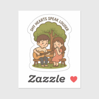 Cute Shy Kärlek Guitar par Klistermärken