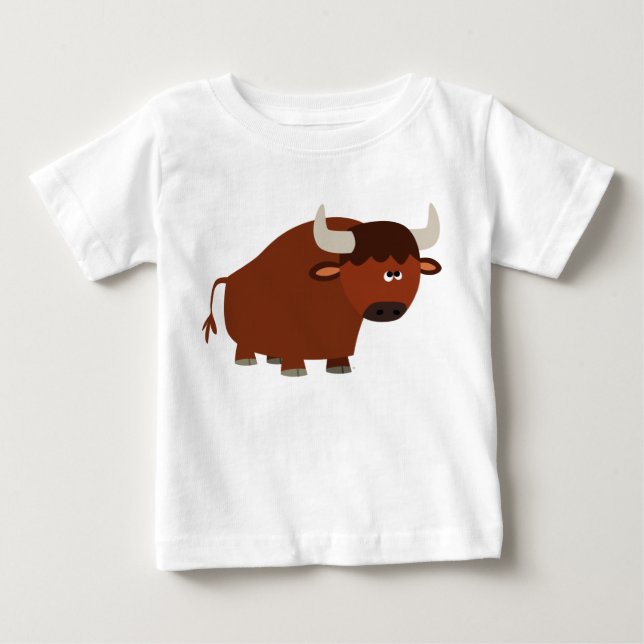 Cute Shy Tecknad Bull Baby T-Shirt (Framsida)