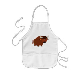 Cute Shy Tecknad Bull Children Apron Barnförkläde