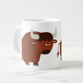 Cute Shy Tecknad Bull Jumbo Mugg