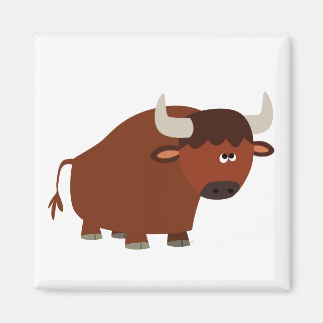 Cute Shy Tecknad Bull Magnet (Framsidan)