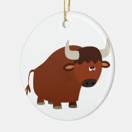 Cute Shy Tecknad Bull Ornament