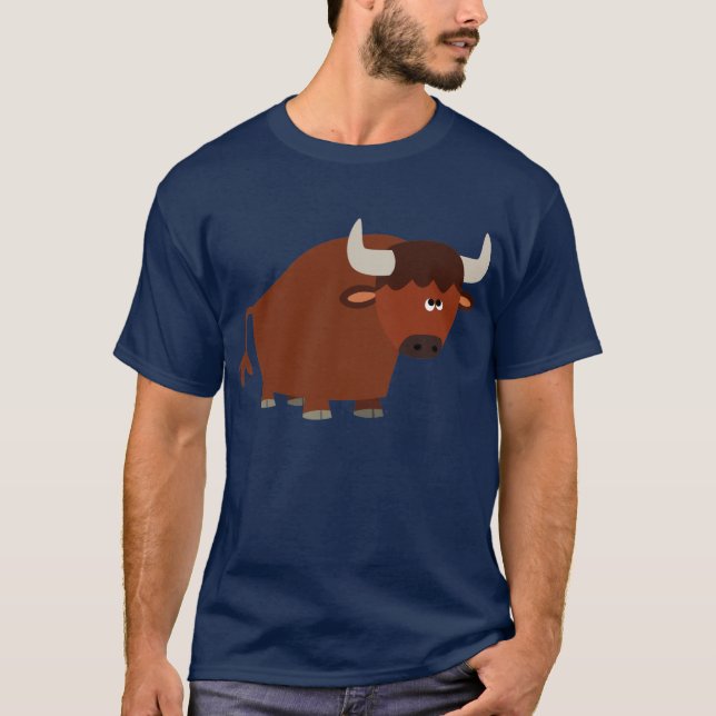 Cute Shy Tecknad Bull T-Shirt (Framsida)