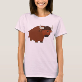 Cute Shy Tecknad Bull Women T-Shirt