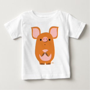 Cute Shy Tecknad Gris Baby T-Shirt