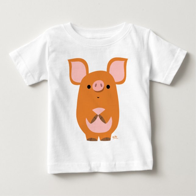 Cute Shy Tecknad Gris Baby T-Shirt (Framsida)