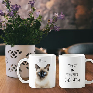 Cute Siamese Cat Anpassningsbar Best Mamma / Pappa Kaffemugg