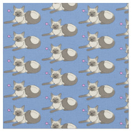 Cute Siamese Cat Fabric Tyg